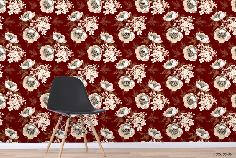 3D Floral Pattern Wallpaper Wall Mural Removable Self-adhesive Sticker5686