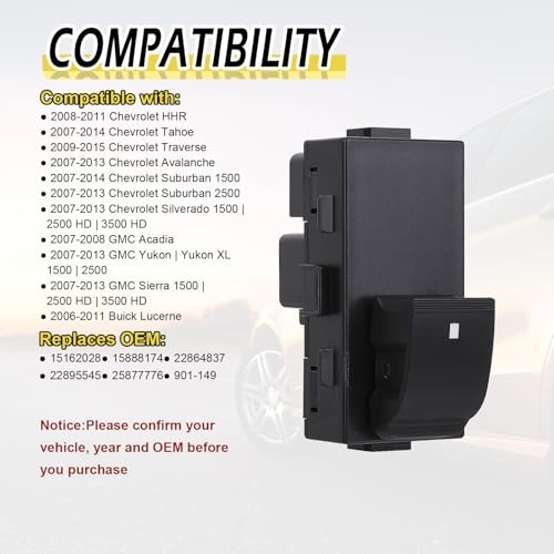 2 Pcs Passenger Power Window Switch Control Button, Fit for 2008-2011 Chevy gallery