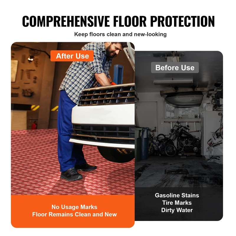 50 Pack Red Interlocking Garage Floor Tiles Multi Use Heavy Duty 5500lbs Capa... gallery