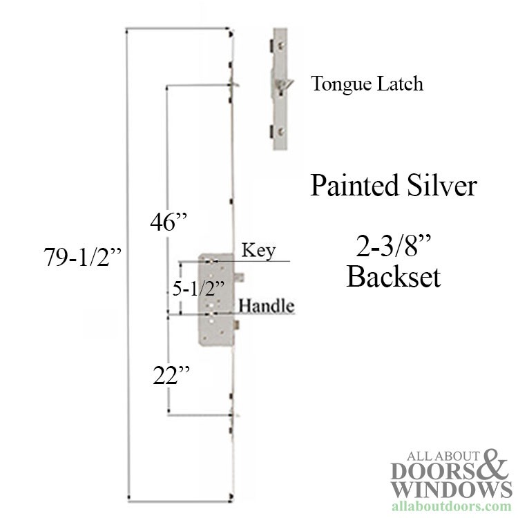 Rockwell Sentry Multipoint Lock ST Tongue 5-1/2″ PZ x 2-3/8″ BS 79-1/2″ L Silver