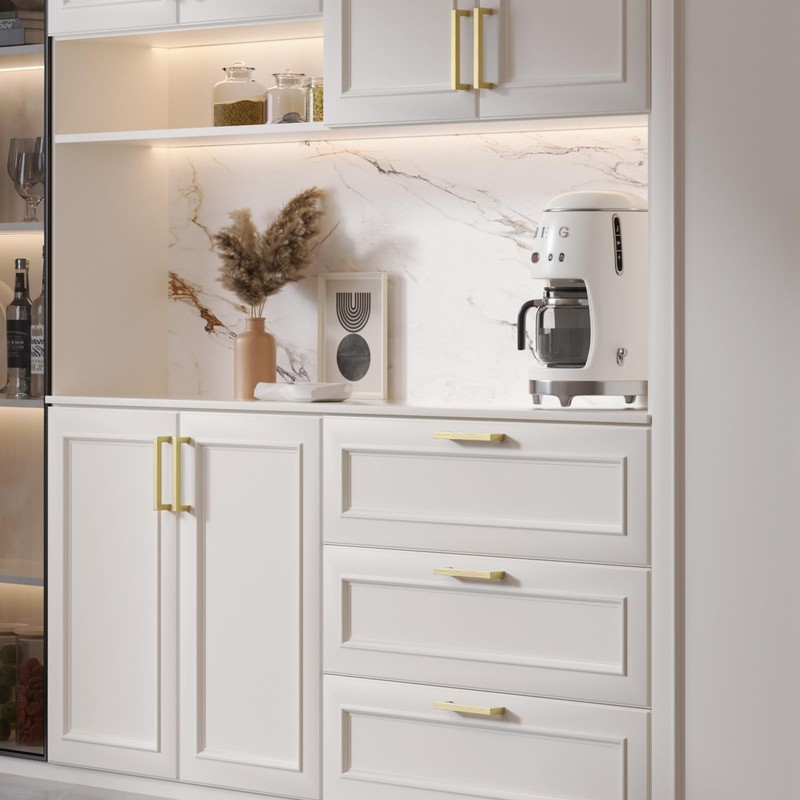 5 Pack Gold Cabinet Pulls Brushed Brass Drawer Pulls - J12GD320 Gold Kitchen ... gallery