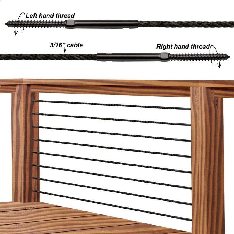Black Cable Railing Hardware Kit, for 3/16" Cable Railing System for Wood Pos... gallery