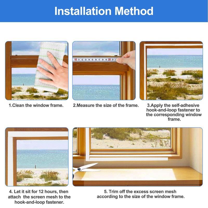 5PCS Self-Adhesive Window Screen Mesh Insect Mosquito Net DIY Kit with Tape Set gallery