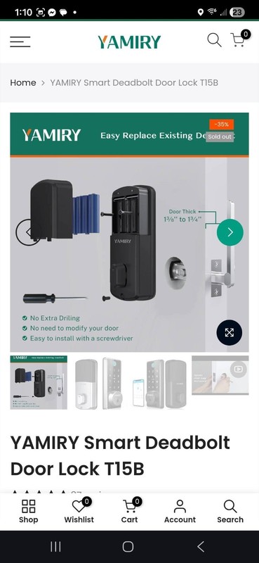 Yamiry Smart Lock Keyless Entry, Digital, Front Door Deadbolt gallery