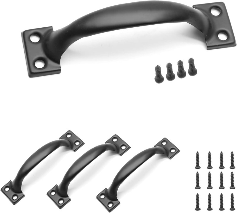 4 Inch Matte Black Cabinet Handles – 4Pcs Metal Drawer Pulls for Rustic Dresser