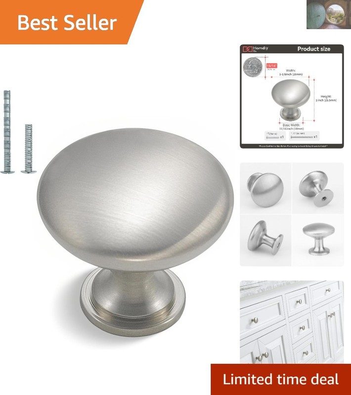 Rustproof 30 Count Round Cabinet Pulls in Brushed Nickel for Home Upgrades
