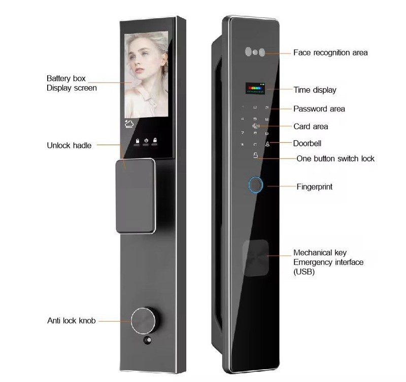Smart Keyless Entry System Electronic Lock Door Handle with Pin Code Keypad US gallery