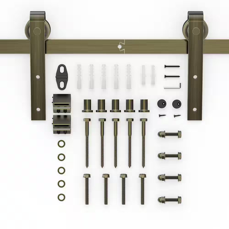 6.6 Ft./79 In. Oil-Rubbed Bronze Sliding Barn Door Track and Hardware Kit with J