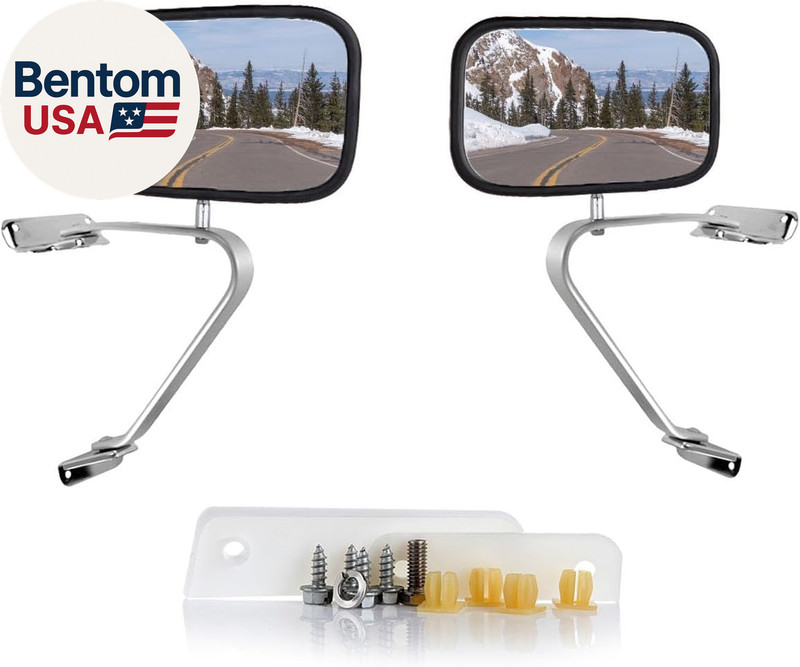Left and Right Side View Mirror Non-Heated Chrome Fits for 1980-1996 for Ford Br gallery