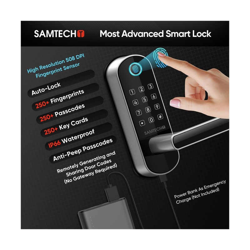 samtechT Smart Lock, Keyless Entry Door Lock, Fingerprint Door Lock, Smart Do... gallery