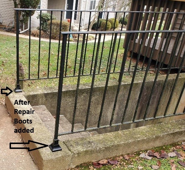 Stair Railing 4" Repair Base Broken 1" loose POSTS slips IN tube NO welding Blk gallery