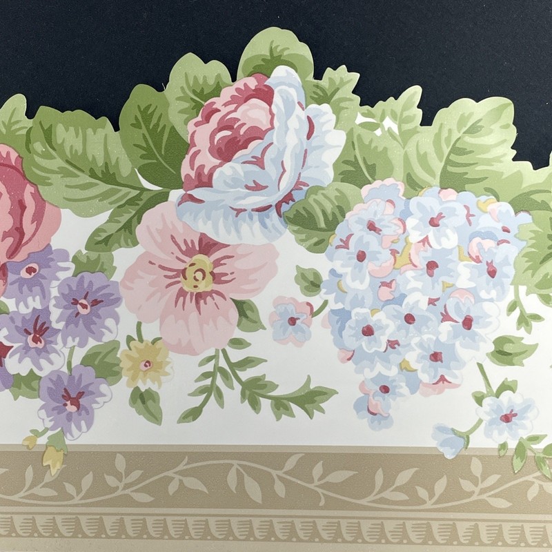 Waverly Floral Pattern Cut Border 5 Yds 6.4″ (W) Donegal Rose Spring Cottagecore