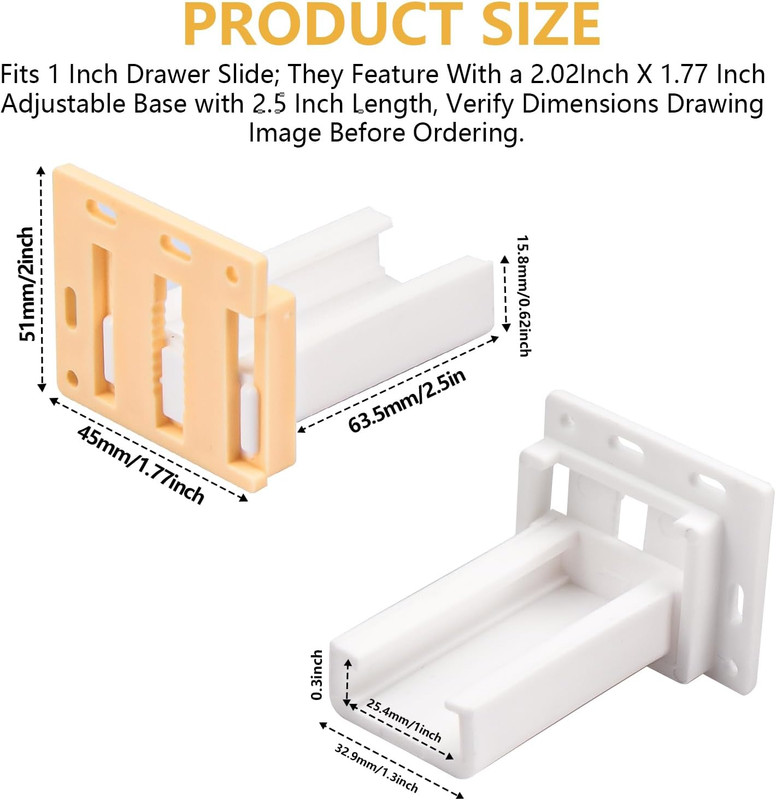 4 Pack Drawer Slide Track Brackets Rear Mount Plastic(2 Pairs) face Frame gallery