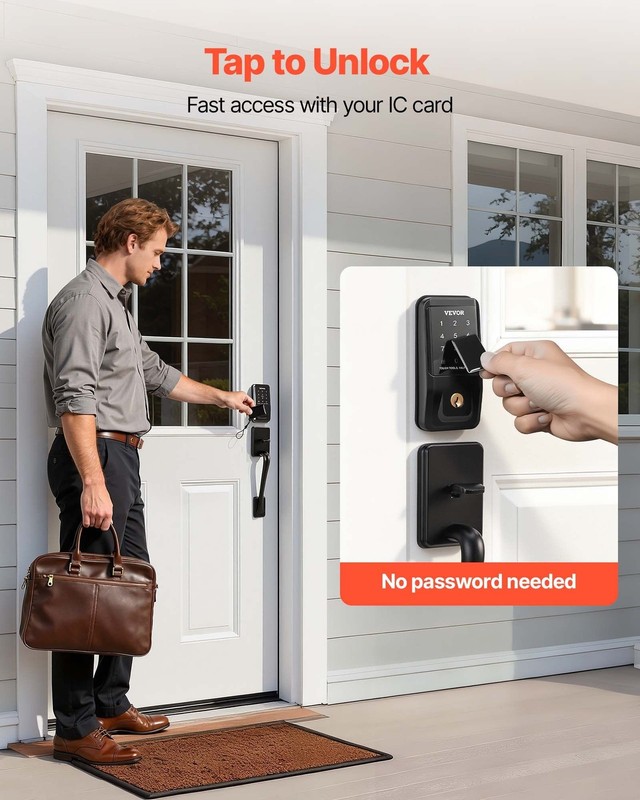 Matte Black Keyless Entry Lock: Aluminum, IP55, -22F to 158F, Backlit, Anti-Peek gallery