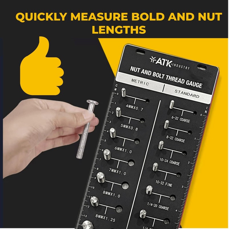 Thread Checker Standard and Metric, Nut and Bolt Thread Gauge, Screw Size Cha... gallery