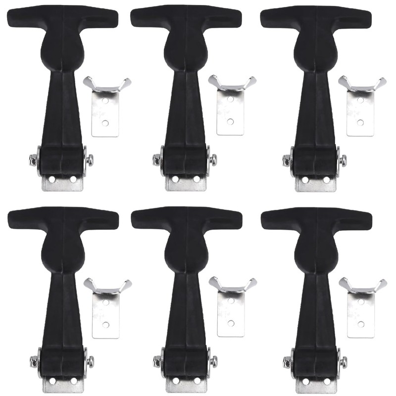 Versatile 6 PCS Rubber T-Handle Draw Latches with Mounting Brackets – 4.7″ Size