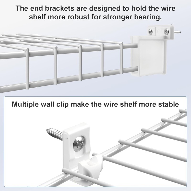 12 Inch Wire Shelf Brackets Set, 4 Pack Metal White Closet Support Bracket with gallery