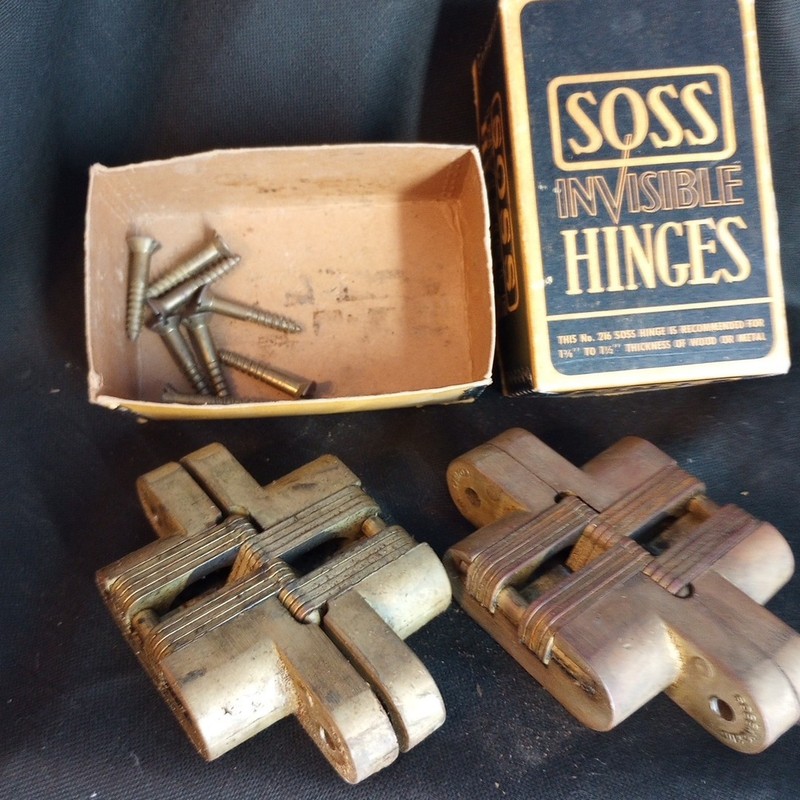 NOS Soss Invisible Hinge 216 Brass 1 Pair for 1 3/8-1 1/2" Thickness wood metal gallery