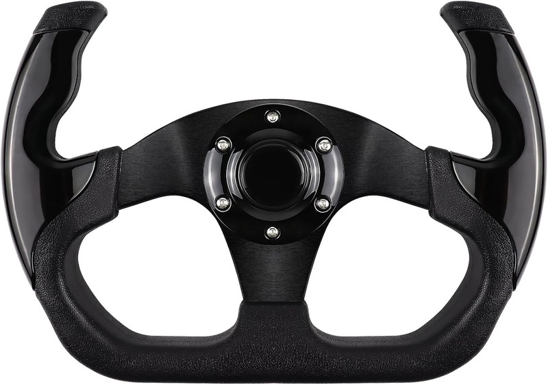 Universal Racing Steering Wheel, 6 Bolt Anti-Slip Leather and Aluminum Gaming St