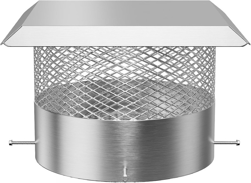 Round Chimney Cap Stainless Steel Chimney Rain Cover With Screen 6 Sizes Silver