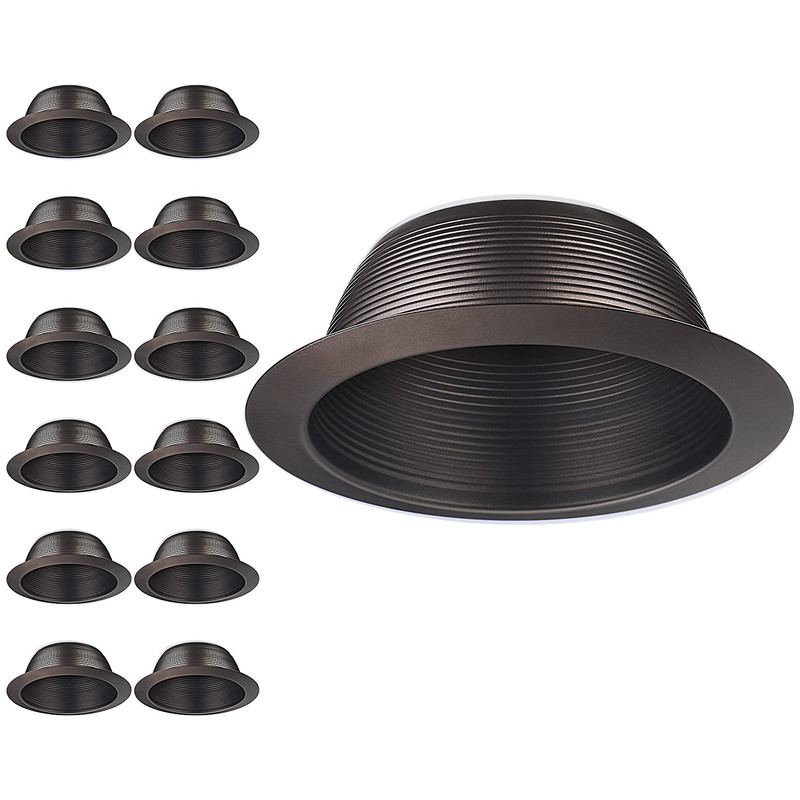 Torchstar 12-Pack 6 Inch Integrated Can Light Trim One Piece Baffle Trim Full