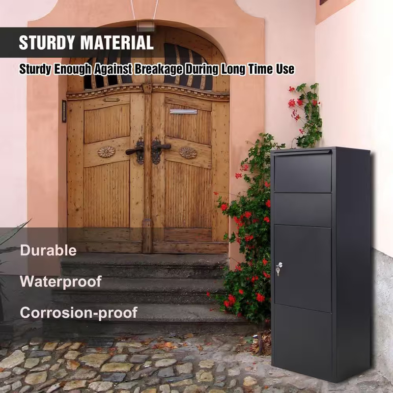Large Package Delivery Parcel Mail Drop Box for Black, with Lockable Storage Com gallery
