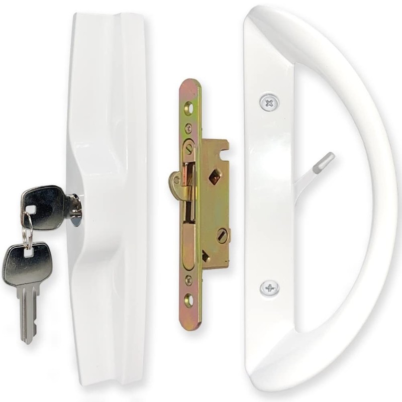 ALLYWASAI Patio Sliding Door Handle Set with Mortise Lock, Key Cylinder and F...