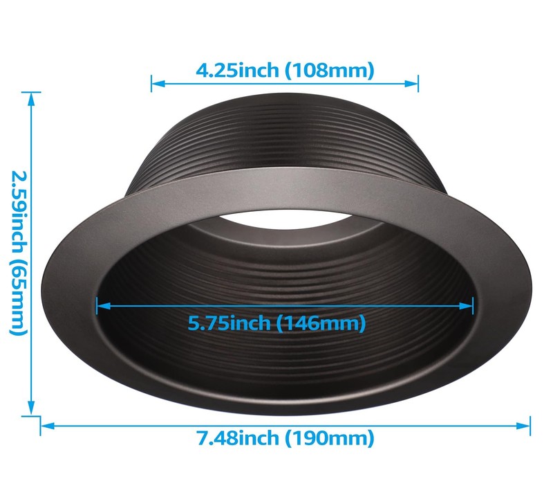 Torchstar 12-Pack 6 Inch Integrated Can Light Trim One Piece Baffle Trim Full gallery