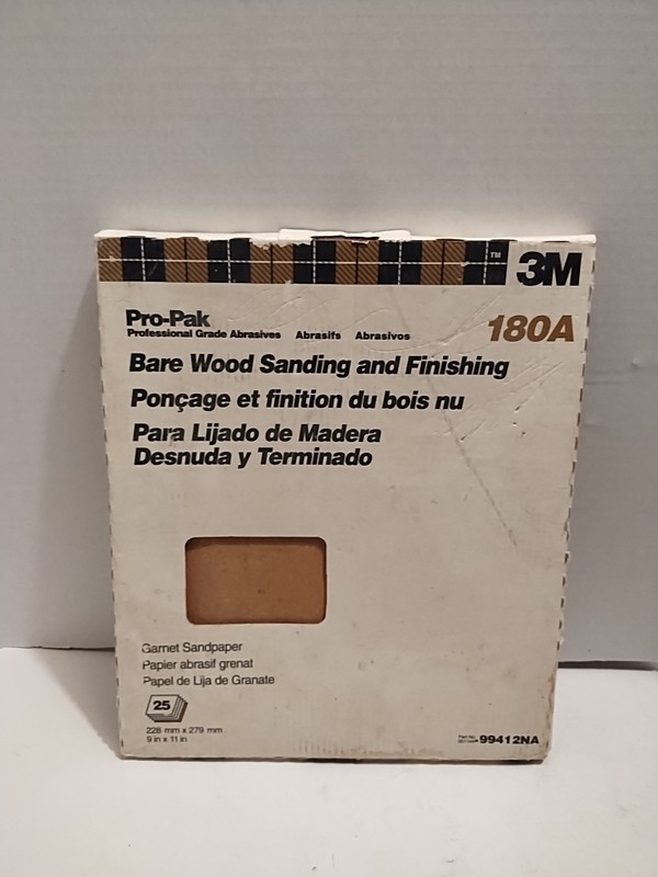 3M Pro-Pak 9 In. x 11 In. Garnet Very Fine Sanding Sheets, 180 Grit (25-Pack) 3M