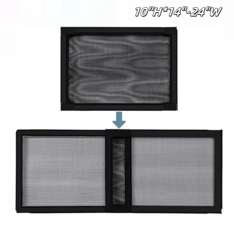 Adjustable Window Screens Expandable Window Screen 10'' H 14"- 24" W Black Frame gallery