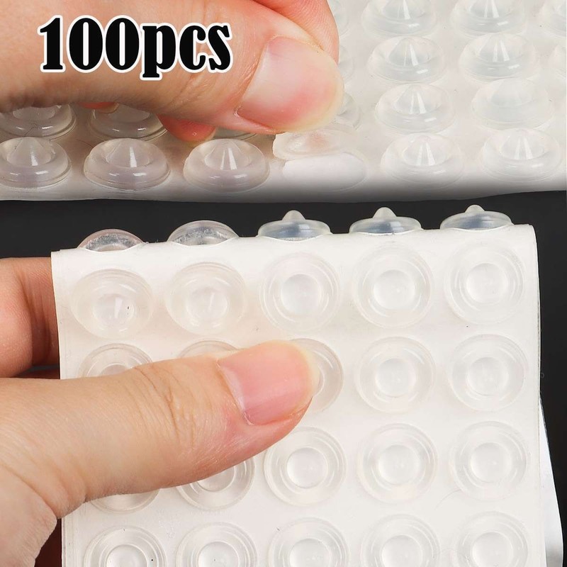 100Pcs Drawer Rubber Bumpers Pads Clear Cabinet Door Dots Self Adhesive Feet