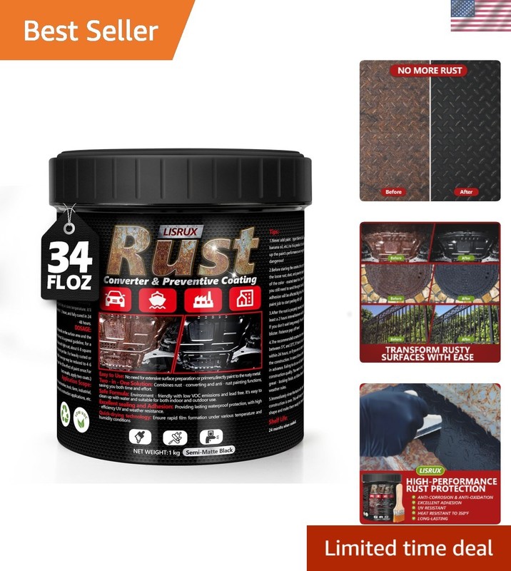34 Fl Oz Black Rust Inhibitor Paint for Metal – Eco-Friendly & Durable Solution