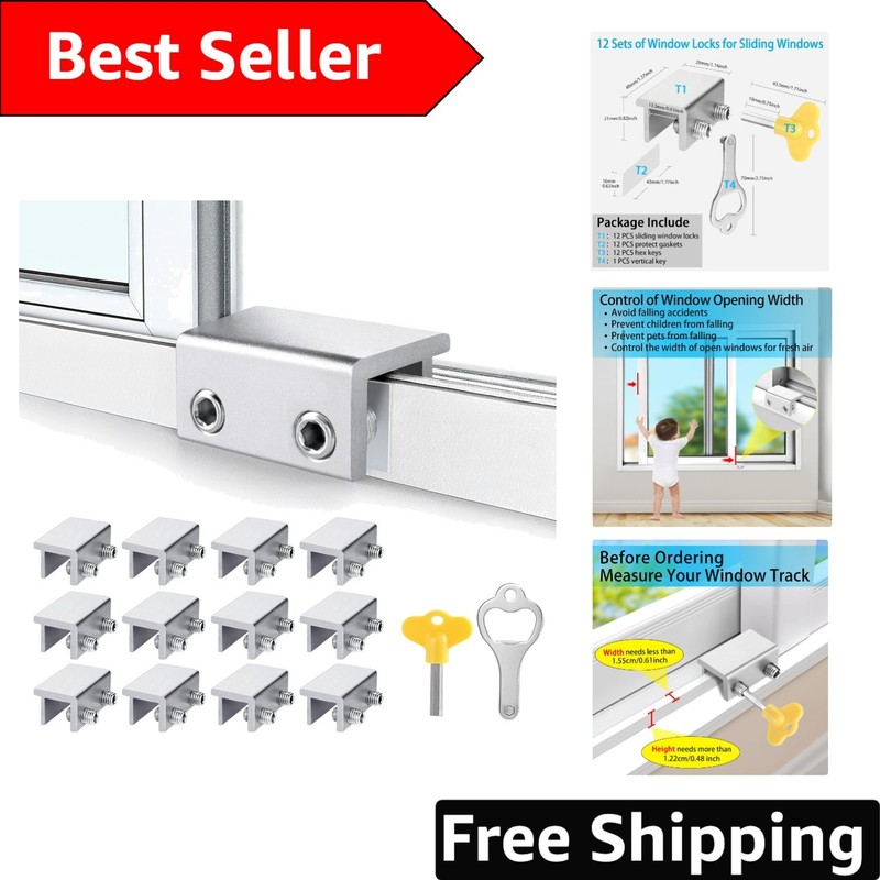 Sliding Window Locks – 12 Pack Key Locks for Enhanced Safety & Security