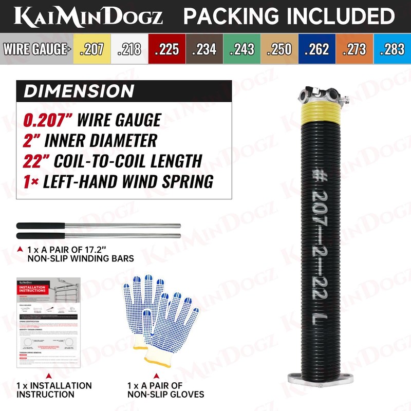 Left Hand Wind (Black Cone) 2" Garage Door Torsion Spring with Non-Slip Windi... gallery