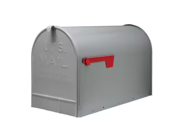 Stanley Gray, Extra Large, Steel, Post Mount Mailbox