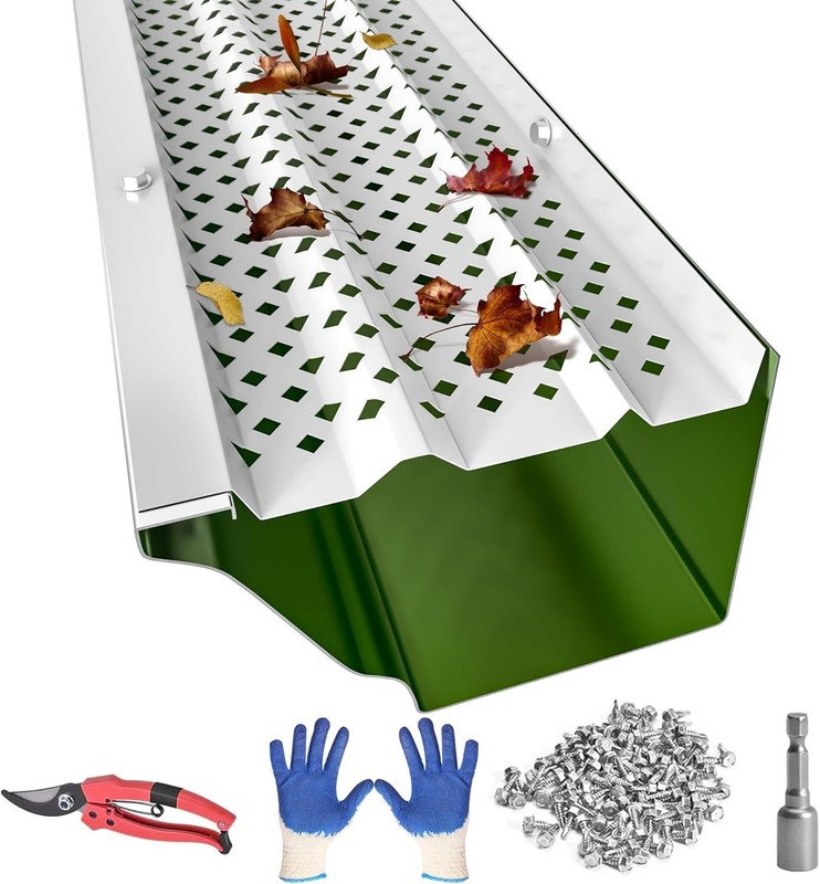 Gutter Guards 5 Inch, Aluminum Leaf Filter Rain Gutter Covers with Screws Includ