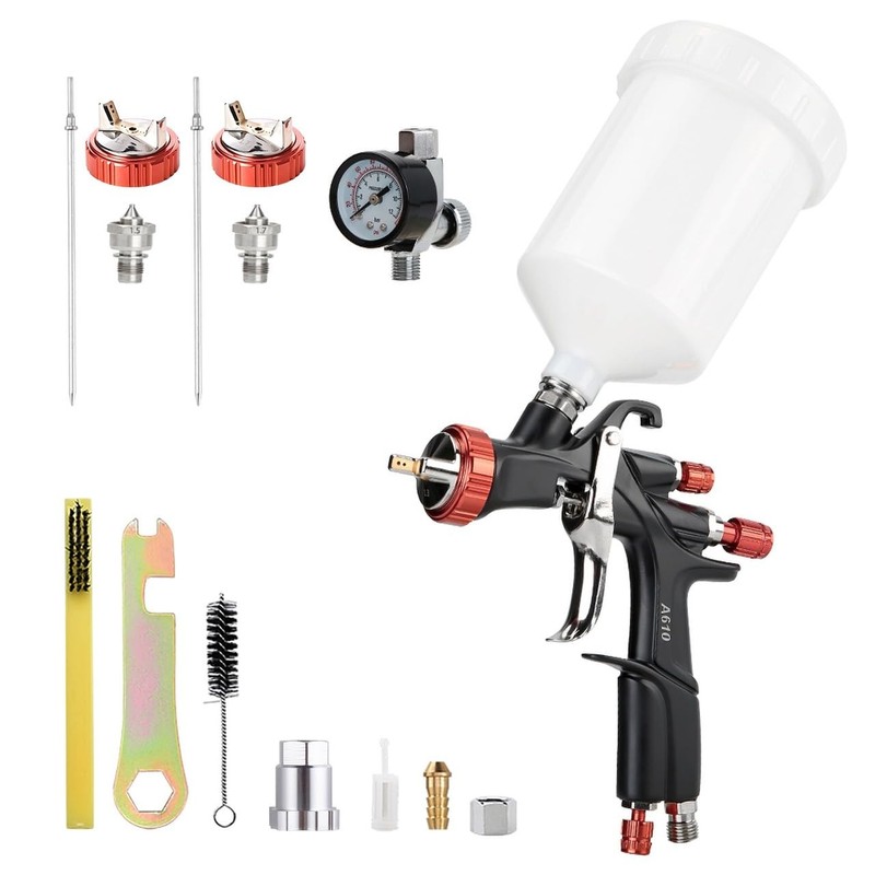 AEROPRO TOOLS R500 LVLP Air Spray Gun with 1.3/1.5/1.7mm Nozzles & Air Regulator