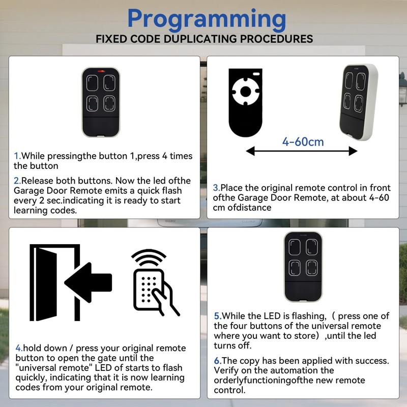 Universal Garage Door Remote Control - 4-Button Programmable Gate Opener, Clonin gallery