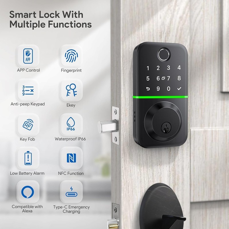 Durable Weatherproof Smart Lock: Keypad & App Control for Front Entry Security gallery