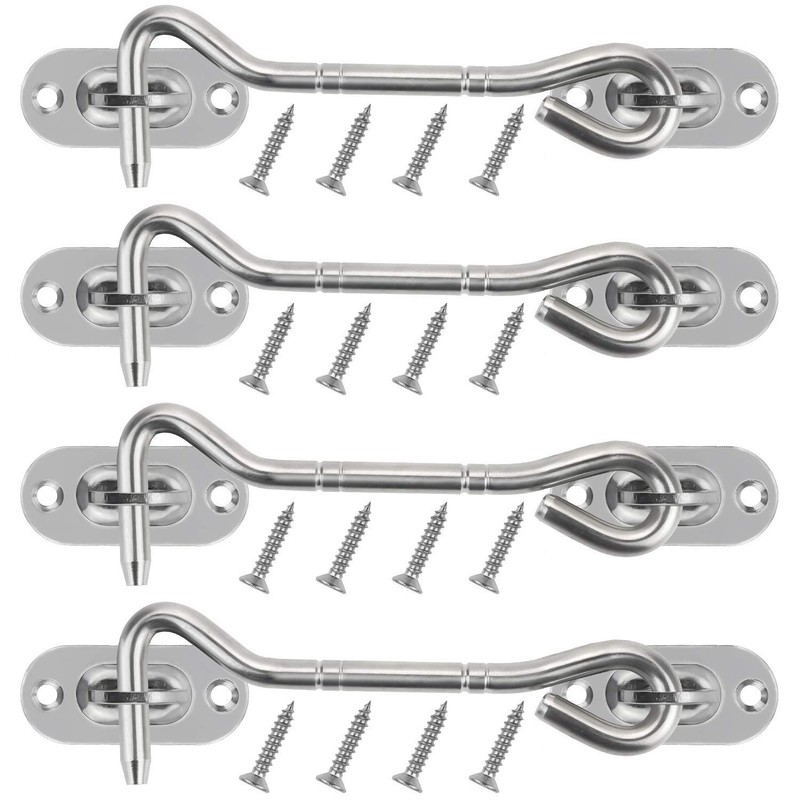 4 Inch Solid Thicken Stainless Steel Cabin Hook Eye Latch with Mounting Screw