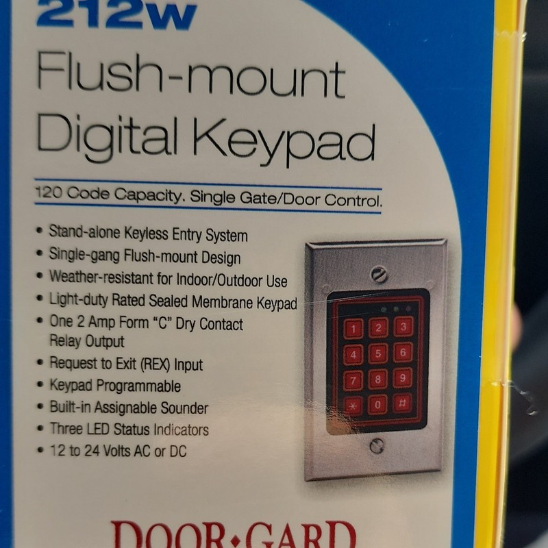 Door-Gard 212W Flush-Mount Digital Keypad, Weatherproof Illuminated 12-Button gallery