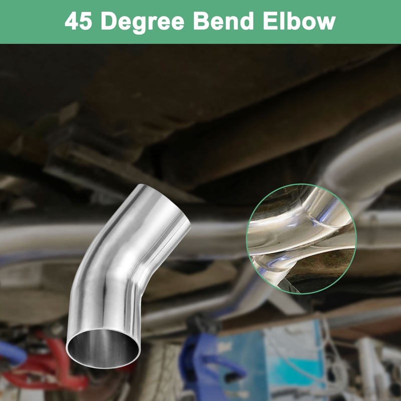 2-Pack OD 2.5 Inch 45 Degree Mandrel Bend Elbow, Thicken 2 mm Height 160 mm gallery