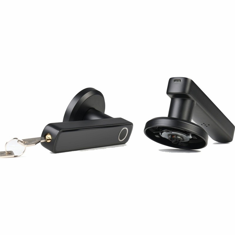 Black Smart Fingerprint Lock Three Point for Interior Wood For Bedroom Door gallery