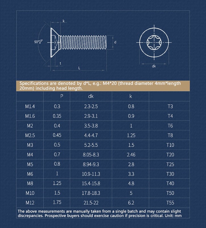 M1.4-M4 Torx Countersunk Machine Screws Flat Head Bolt A2 Stainless Steel Metric gallery