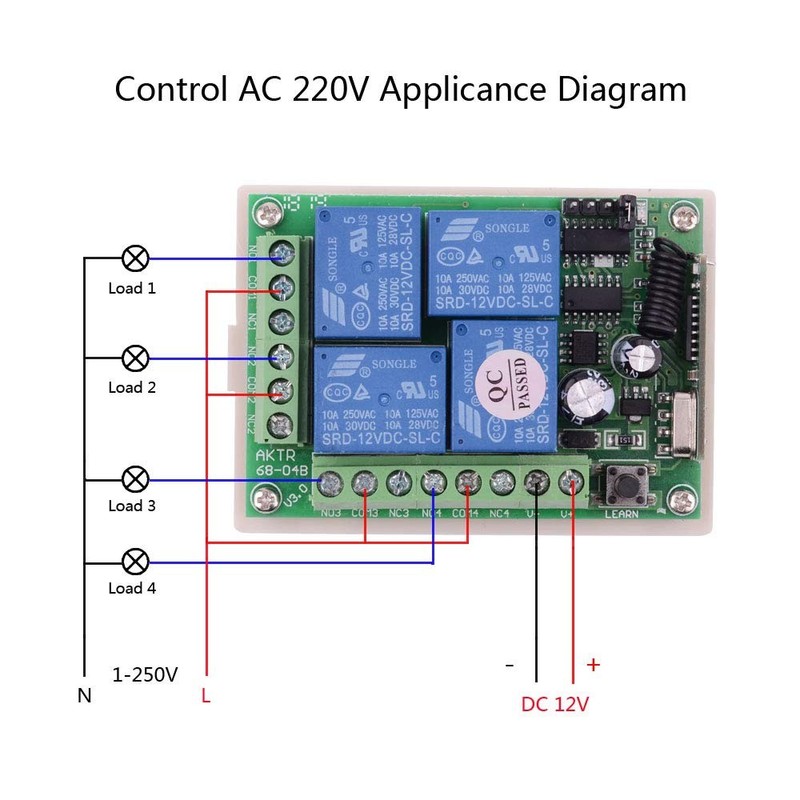 DC 12V Remote Control Switch 4 Channel Universal 433Mhz Momentary Wireless gallery