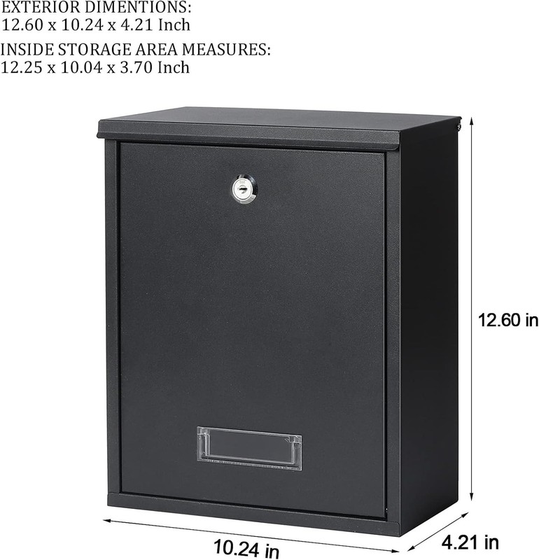 Elegant Locking Mailbox - Large Capacity Drop Box with Weatherproof Steel Finish gallery