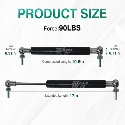 Gas Spring Prop Struts Shock Lift Supports 17 Inches with L Mount for 17in 90lb gallery