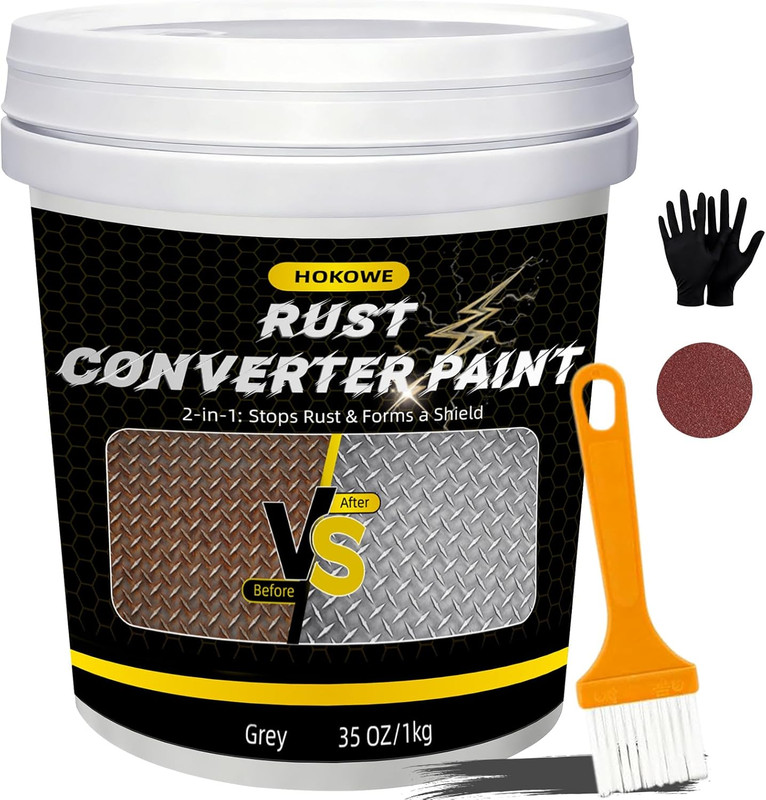2-In-1 Rust Converter & Metal Primer 35Oz Gray- Rust Inhibitor Paint for Metal