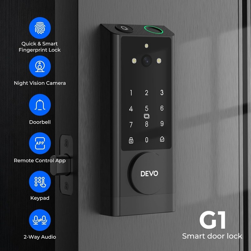 DEVO G1 Video Smart Lock with Camera & Doorbell, 6-in-1 Keyless Entry SHIPS FREE gallery