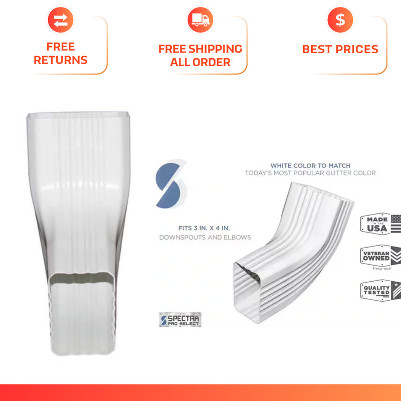 Spectra Pro Select 3 in × 4 in White Vinyl Downpipe A/B Elbow – Gutter Direction